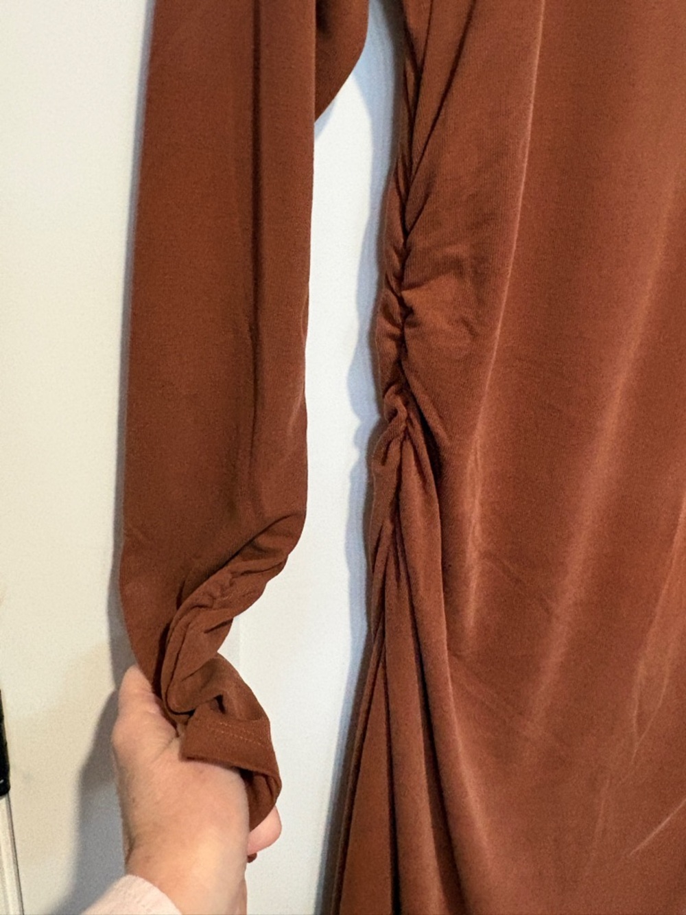 Old Navy Long Sleeve Rust-Brown Midi Dress - Picture 2 of 4